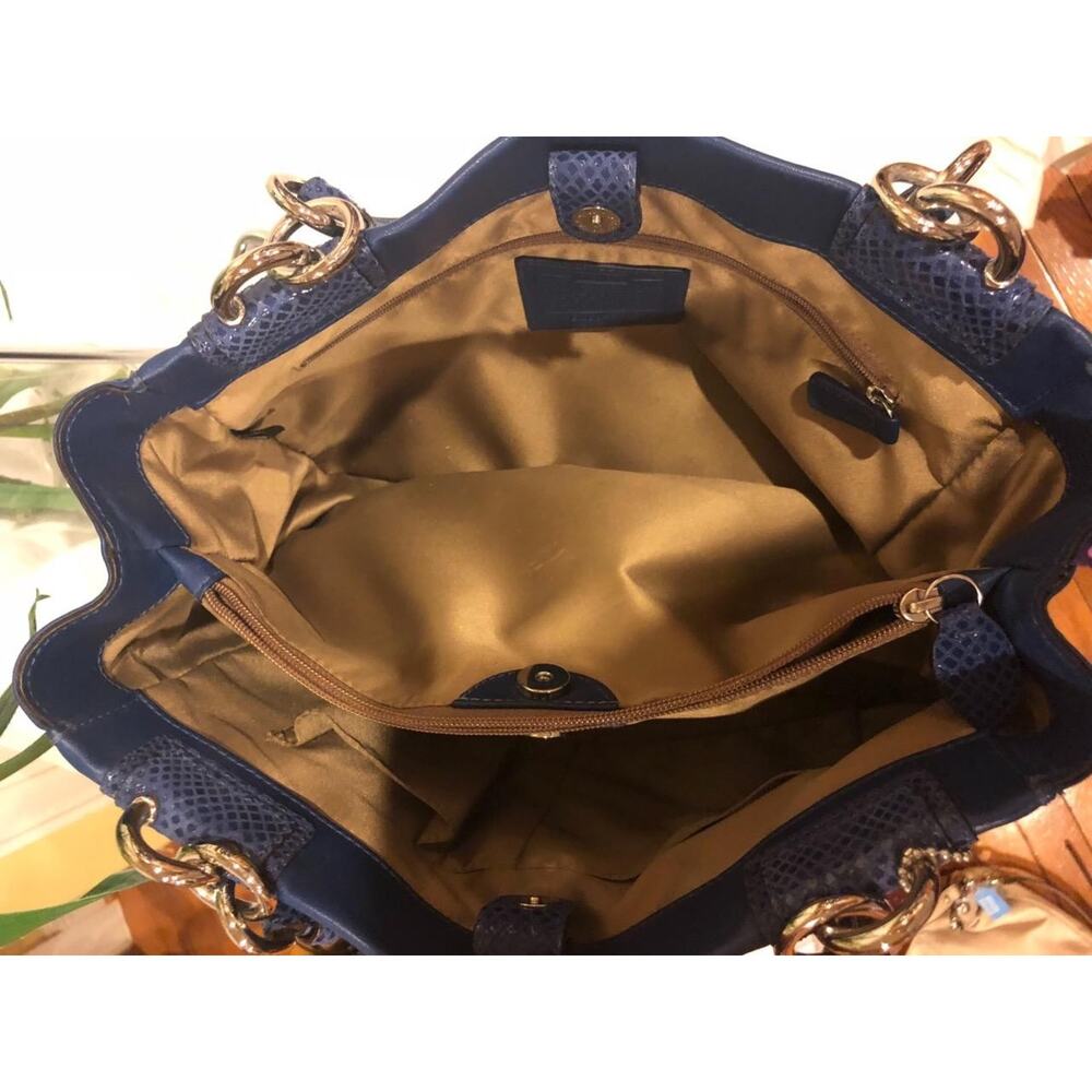 Authentic COACH Penelope Carryall Blue Leather Tote Handbag Purse 16531 (PU500 - Picture 10 of 13